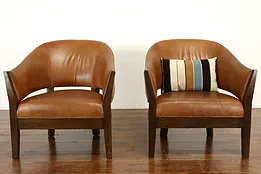 Pair of Midcentury Modern Large Vintage Leather Chairs, Gold & Williams #41311