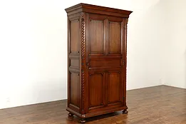 Victorian Eastlake Antique English Carved Walnut Armoire Wardrobe Closet #40578
