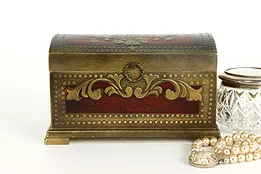 Renaissance Design Vintage Painted Jewelry Chest or Keepsake Box #41206