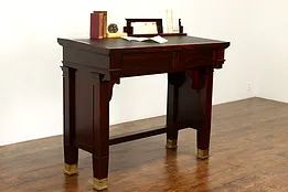 Mahogany Antique Stand Up Banker or Artist Desk, Leather Top, Bronze Feet #41675