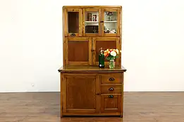 Farmhouse Antique Oak Kitchen Pantry Hoosier Cupboard, Napanee IN #41720