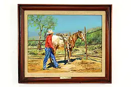 Appy's First Saddle Vintage Original Oil Painting of Horse, Bernier 24" #40999