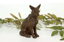 German Vintage Hand Carved German Shepherd Dog Sculpture, Folk Art Statue #41371