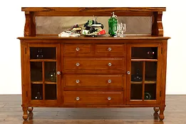 Arts & Crafts Antique Oak Craftsman Sideboard Server or Buffet, Mirror #41705
