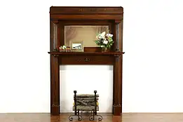 Victorian Architectural Salvage Antique Oak Fireplace Mantel & Mirror #41593