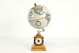 Library or Office Vintage 9" World Globe & Meters, Maple Base, Replogle #41785