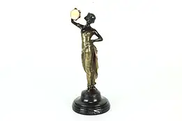 Dancer & Tambourine Classical Antique Bronze Sculpture on Marble, Fouquet #41400