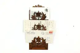 Black Forest Carved Vintage Flower Wall Pocket Letter Rack, Brienzer #40962