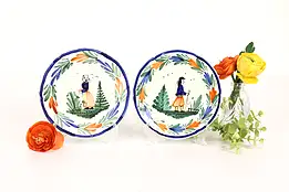 A Pair of Hand Painted Vintage Henriot Quimper Plates, Brittany, France #36649