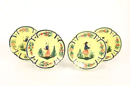 Set of 4 Hand Painted Vintage Henriot Quimper Plates, Brittany, France #37354