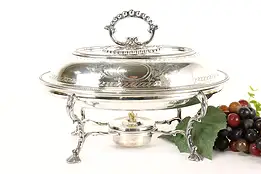 Victorian Antique English Silverplate Oval Covered Server & Burner, WH&S #41840