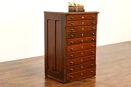 Victorian Antique Walnut 10 Drawer Office File or Collector Cabinet #41221