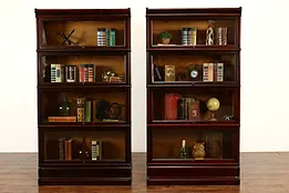 Pair of Antique 4 Stack Lawyer Office or Library Bookcases, Bath Cabinets #41773