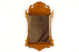 Georgian Design Vintage Carved Tiger Curly Maple Wall Mirror #41871