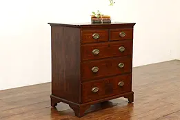 Georgian Antique 1760s Oak Dresser or Chest, Mahogany Banding #41516