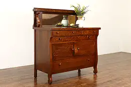 Empire Antique Oak Buffet, Sideboard or Server, Mirror & Gallery #40631