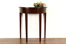 Hepplewhite Vintage Banded Mahogany Demilune, Hall Console or Entry Table #41858