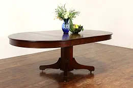 Arts & Crafts Mission Oak 48" Antique Dining Table, 3 Leaves, Extends 7' #41289