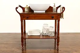 Victorian Antique Curly Birdseye Maple Washstand Nightstand, Hall Console #41831