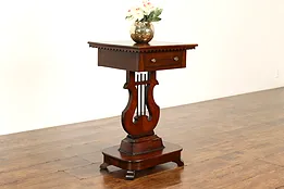 Victorian Antique Carved Rosewood End or Side Table, Lyre Base #41838