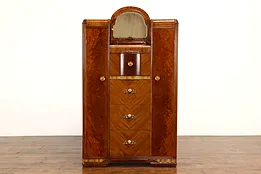 Art Deco Vintage Chifferobe, Armoire or Cedar Closet & Mirror, Biederman #40787