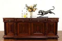 Renaissance Antique Italian Walnut Sideboard Buffet Console Server Marble #41716