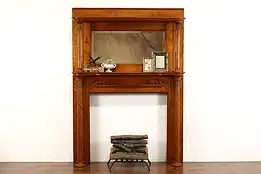 Victorian Architectural Salvage Antique Birch Fireplace Mantel & Mirror #41736