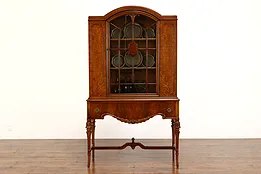 French Design Vintage Carved Walnut China Display Cabinet, Berkey & Gay #41728