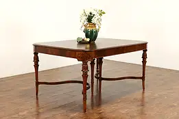 French Design Vintage Carved Walnut Dining Table, 3 Leaves, Berkey & Gay #41726