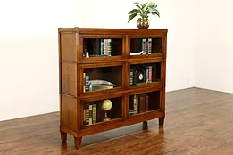 Arts & Crafts Mission Oak Double Wide 3 Stack Bookcase, Display, Macey #41995