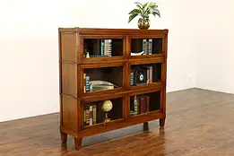 Arts & Crafts Mission Oak Double Wide 3 Stack Bookcase, Display, Macey #41995