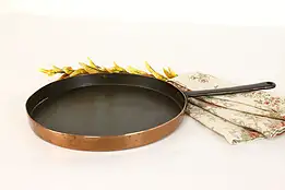 Farmhouse Vintage French Copper Crepe or Sauté Pan, Iron Handle #41551