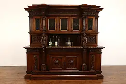 Italian Renaissance Carved Antique Back Bar Cabinet, Sideboard, Cantu #41988