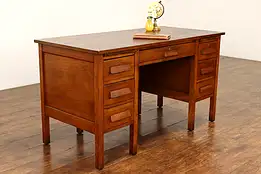 Traditional Vintage Solid Oak Office, Library or Teacher Desk #41846