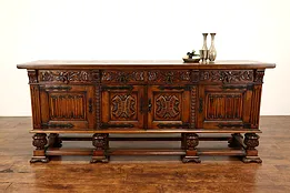 Renaissance Carved Oak Antique Sideboard, Bar Cabinet, TV Console #41989