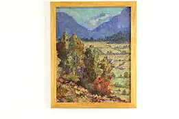 Valley in Fall Landscape Vintage Original Oil Painting, Lovejoy 21.5" #37881