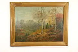 Woodlands in Autumn Antique Original Oil Painting, Colby 43" #40487