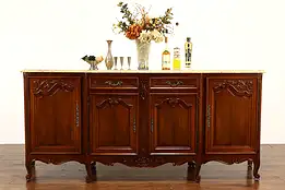 Country French Vintage Sideboard Buffet, Bar Cabinet, TV Console, Marble #42063