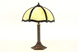 Art Deco Stained Glass Antique 6 Curved Panel Shade Office or Desk Lamp #42210