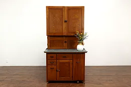 Farmhouse Antique Oak Kitchen Pantry Cupboard Hoosier Cabinet, Elwell #41606