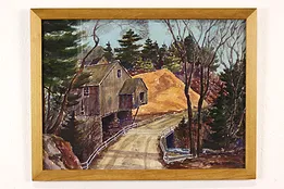 Mountain Mill House Vintage Original Watercolor Painting, Lovejoy #37898