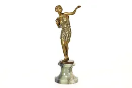Art Deco Flapper Woman Statue Vintage Bronze Sculpture, Lorenzl #41918