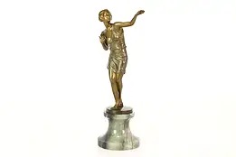 Art Deco Flapper Woman Statue Vintage Bronze Sculpture, Lorenzl #41918