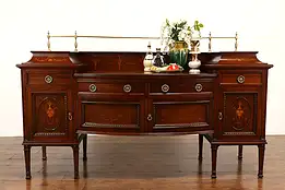 English Classical Antique Mahogany & Marquetry Sideboard, Server, Buffet #37736