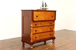 Empire 1840s Antique Cherry & Curly Maple Dresser or Chest #39179