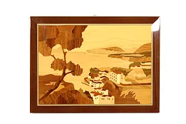 Marquetry Vintage Walnut & Rosewood Plaque Sorrento Italy 15.5" #42293