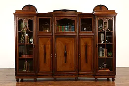Art Deco Antique Rosewood & Ebony China Display Cabinet or Bookcase #42070