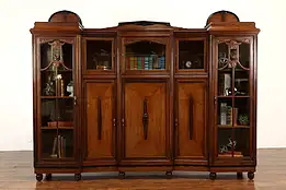 Art Deco Antique Rosewood & Ebony China Display Cabinet or Bookcase #42070