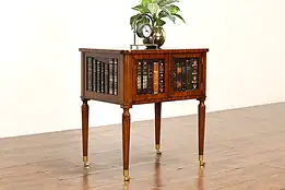 Traditional Vintage Mahogany End Table, Leather Books, Maitland Smith #42120