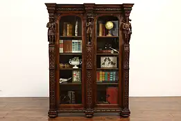 Renaissance Carved Antique  Bookcase, Display Cabinet, Figures #42151